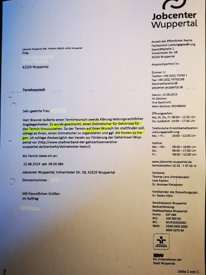 Behinderenfeindlicher Jobcenter-Brief