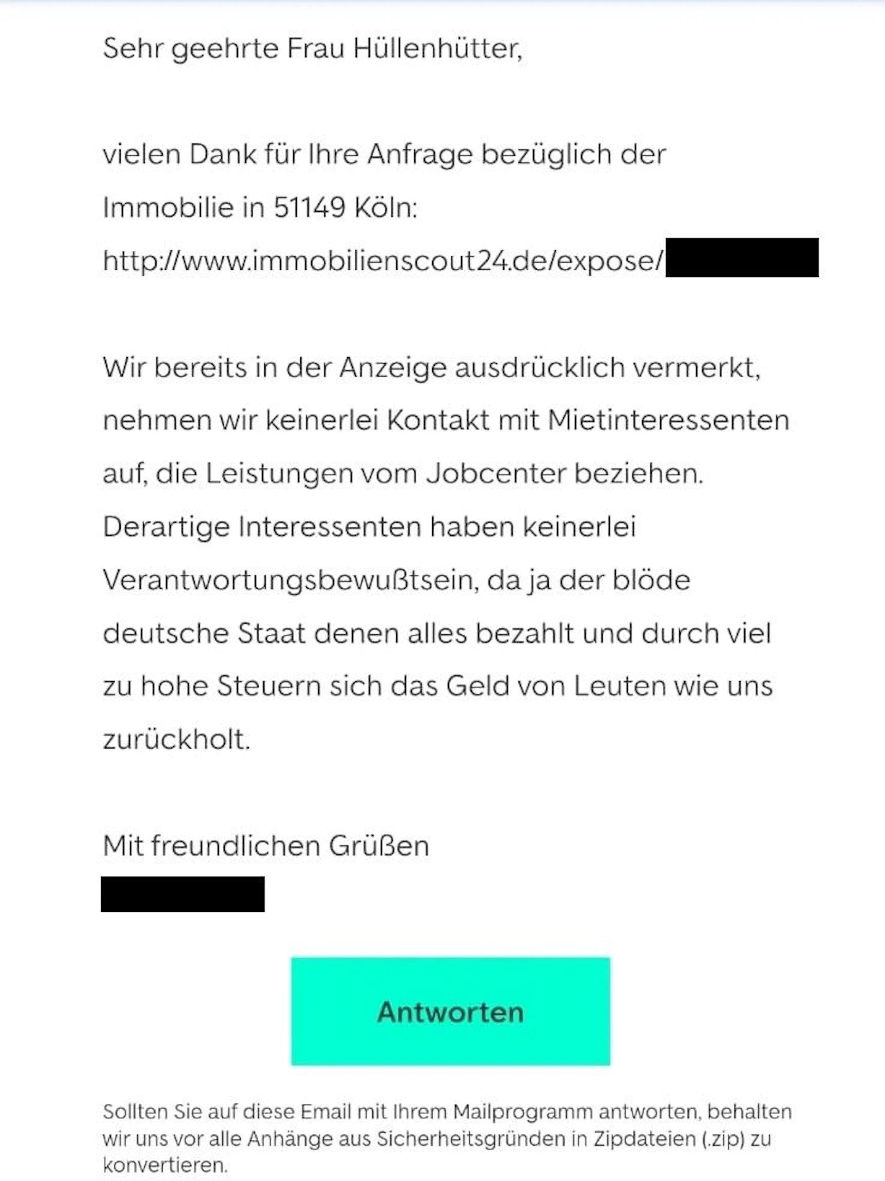 Wüste Wohnungsabsage, weil Alleinerziehende Hartz IV bezieht