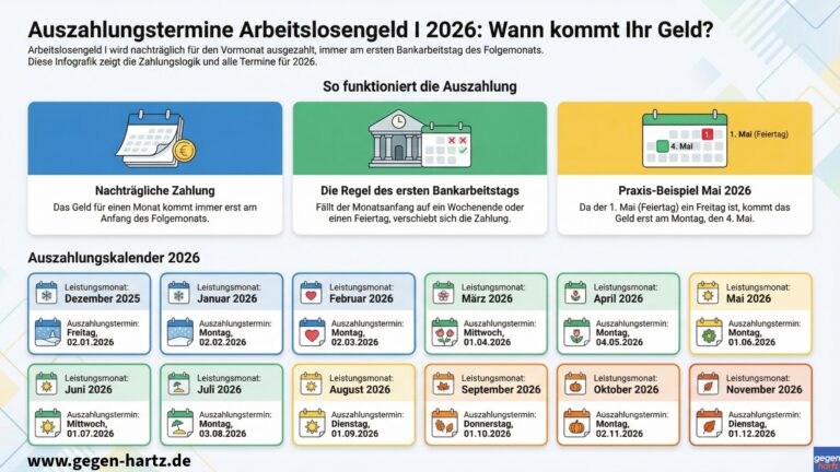Arbeitslosengeld Auszahlung 2026: Alle Auszahlungstermine und