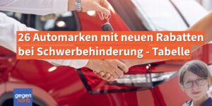 26 Automarken bieten 2026 Rabatte beim Neuwagenkauf bei Schwerbehinderung an