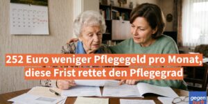 Pflegegeld: 252 Euro weniger Pflegegeld pro Monat, diese Frist rettet den Pflegegrad