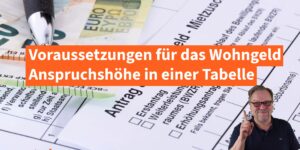 Voraussetzungen für das Wohngeld und Höhe des Mietzuschusses in einer Tabelle