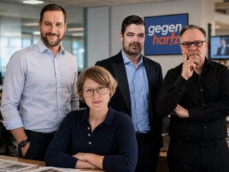 Das Team von Gegen-Hartz: Sebastian Dorn, Carolin Klose, Sebastian Bertram, Dr. Utz Anhalt