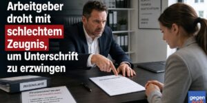Arbeitgeber droht mit schlechtem Zeugnis, um Unterschrift zu erzwingen