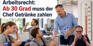 Arbeitsrecht: Ab 30 Grad muss der Arbeitgeber auch Getränke ausgeben