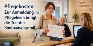 Pflegekosten: Zur Anmeldung im Pflegeheim bringt die Tochter Kontoauszüge mit