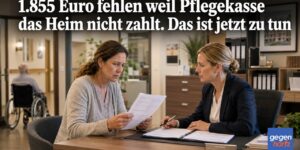 Pflegegeld: 1.855 Euro fehlen weil Pflegekasse das Heim nicht zahlt