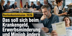 Rentenkommission 2026: Das soll sich beim Krankengeld, der Erwerbsminderung und Minijob ändern