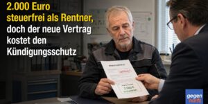 Rente: 2.000 Euro steuerfrei als Rentner, doch der neue Vertrag kostet den Kündigungsschutz