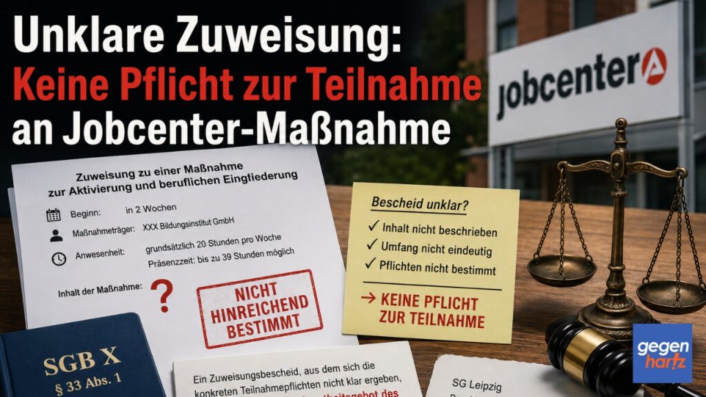 Beitragsbild von: Unklare Zuweisung: Keine Pflicht zur Teilnahme an Jobcenter-Maßnahme