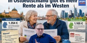 In Ostdeutschland gibt es mehr Rente als im Westen