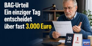 Rente: BAG-Urteil - Ein einziger Tag entscheidet über fast 3.000 Euro