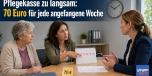 Pflegekasse zu langsam: 70 Euro für jede angefangene Woche