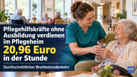 Beitragsbild von: Pflegehilfskräfte ohne Ausbildung verdienen im Pflegeheim 20,96 Euro in der Stunde